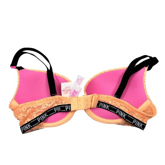 Victoria’s Secret Pink Size 32B Bra Push-up Orange Cheetah Print - Picture 2 of 5